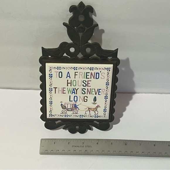 Vintage Ceramic Tile Cast Iron Tricket Hot Plate Home Decor  To A Friend’s House - Picture 2 of 9
